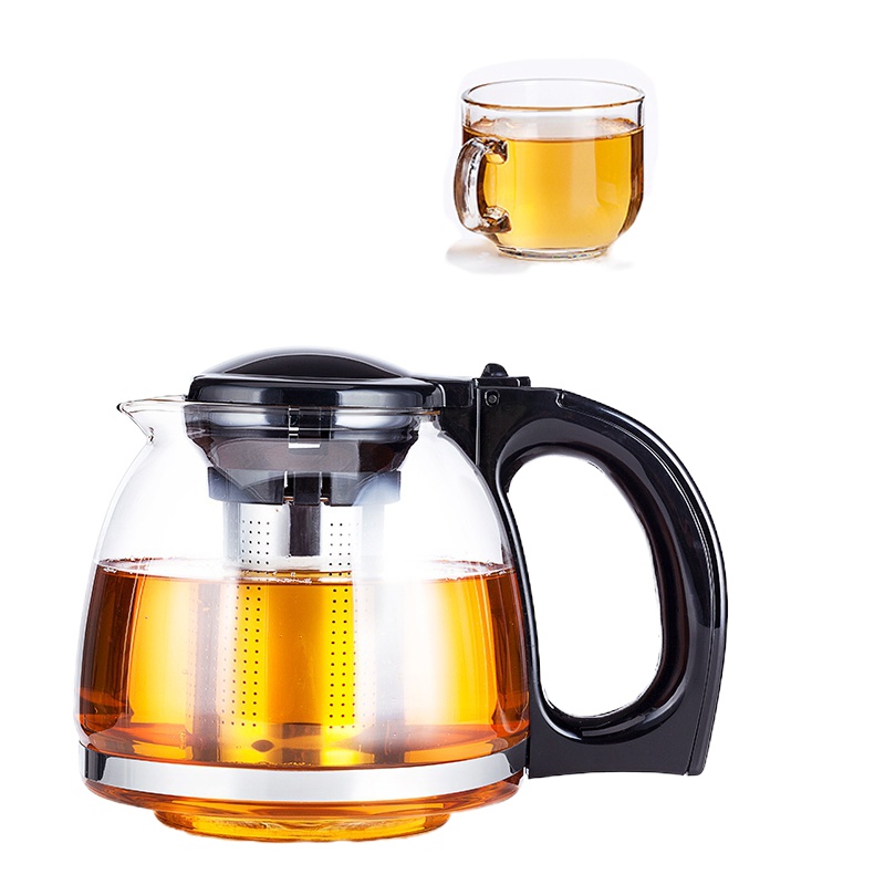 耐热高温玻璃茶壶大小号过滤沏茶壶花红茶具套装家用泡茶凉水壶 三维工匠 1300一壶四杯
