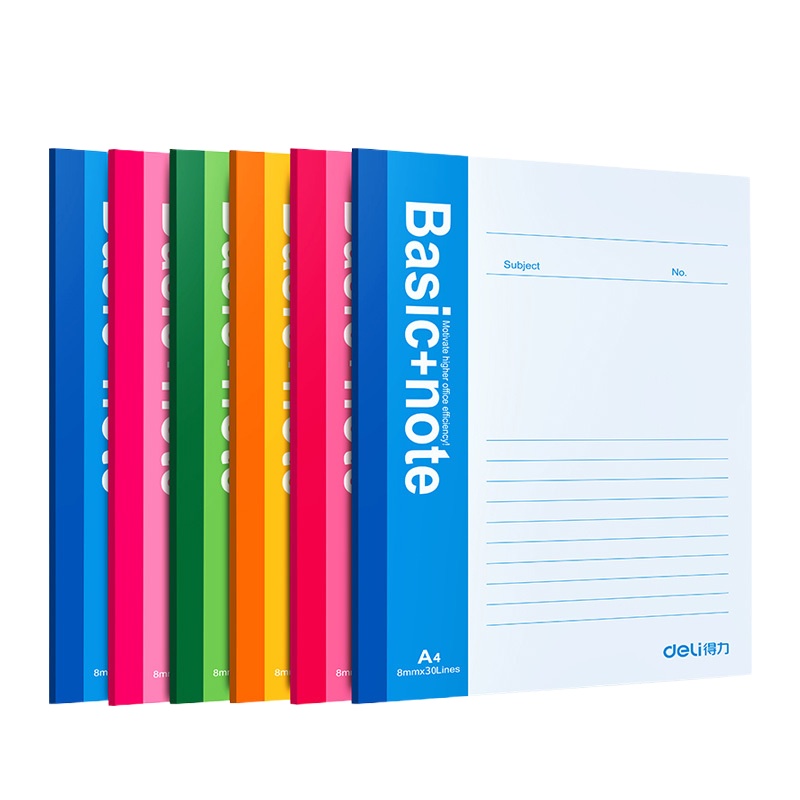 得力(deli)7659-A4/80页无线装订本 6本装 笔记本本子 记事本 软抄本 日记本 手帐本 记录本 软面抄