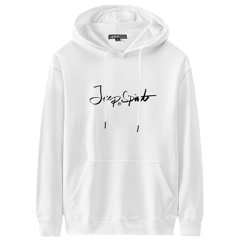 JEEP SPIRIT吉普卫衣男2021秋季新款纯色印花男士休闲连帽青年套头帽衫