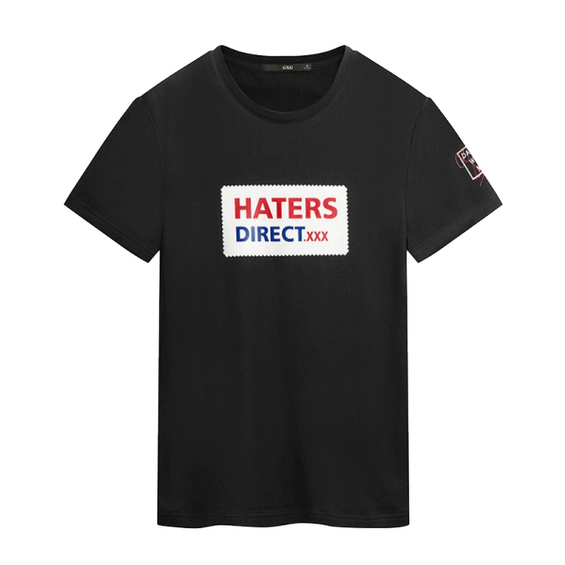 GXG男装 夏季男士黑色时尚流行青年棉休闲圆领短袖T恤