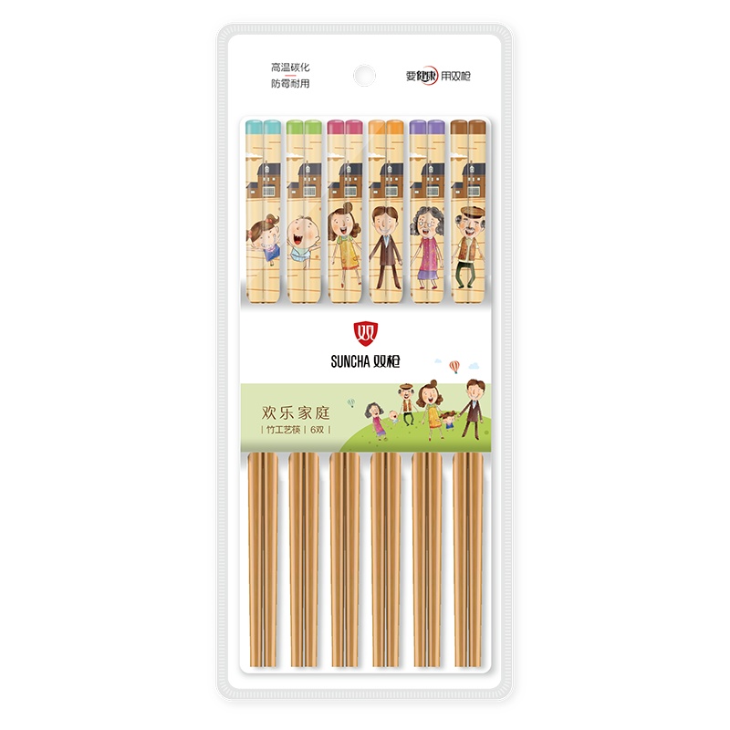 双枪竹工艺筷(欢乐家庭)KZ1664 6双