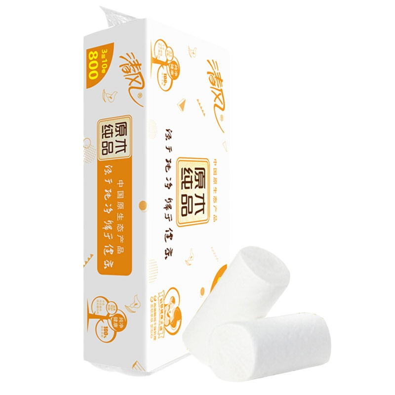 清风 无芯卷纸马蹄莲平纹长卷卫生纸3层 80g 10卷/件 5件装 (单位:件)
