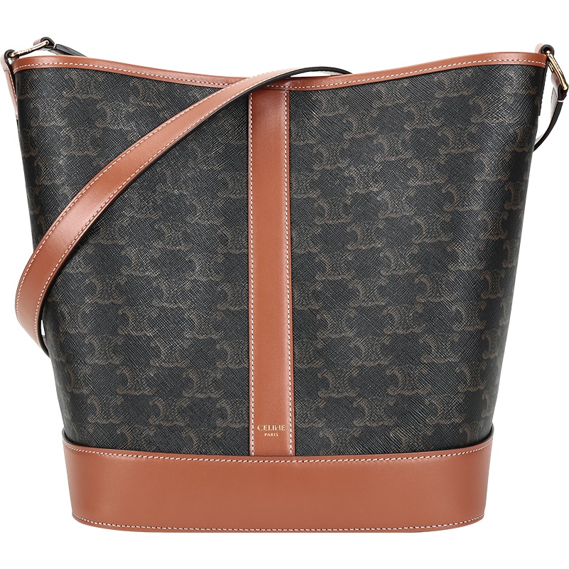 CELINE 赛琳 女士人造革/牛皮革单肩斜挎包水桶包中号 191132CAS