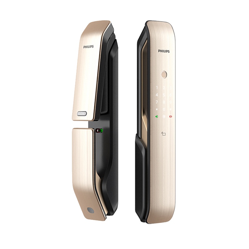 飞利浦(PHILIPS)192 智能锁 9200 指纹密码锁 家用防盗门锁推拉磁卡电子锁 APP蓝牙连接 香槟金