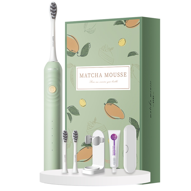 舒客(Saky)电动牙刷G33A抹茶慕斯标配款 男女学生情侣款防水充电式声波电动牙刷