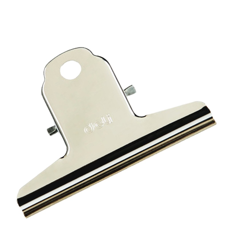 得力 9533 不锈钢夹子 3#大号文件夹 山形铁票夹 文具办公用品 76mm 一个