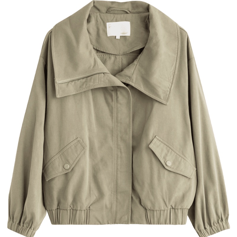 茵曼短外套女2019秋装新款时尚大翻领抹茶绿色文艺棉质文艺上衣