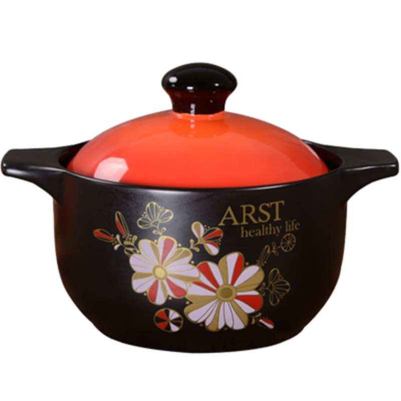 雅诚德Arst砂锅石锅炖锅陶瓷煲4.5L传统家用养生煲汤煮粥煲仔饭明火耐高温直径25cm