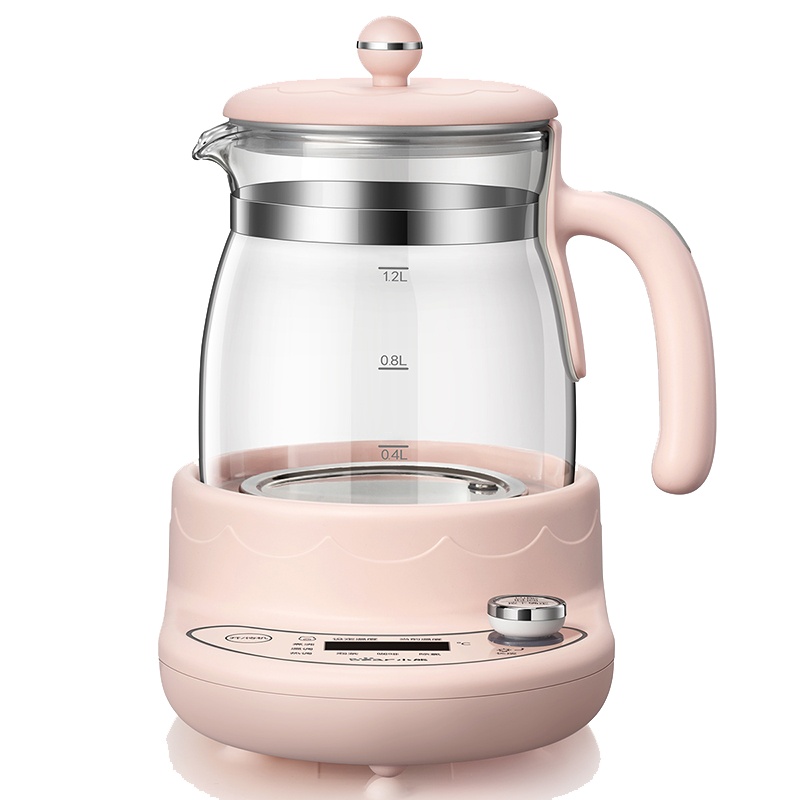 小熊电器(bear) 恒温调奶器 1.2L暖奶热奶 玻璃电水壶 TNQ-A12K1樱花粉
