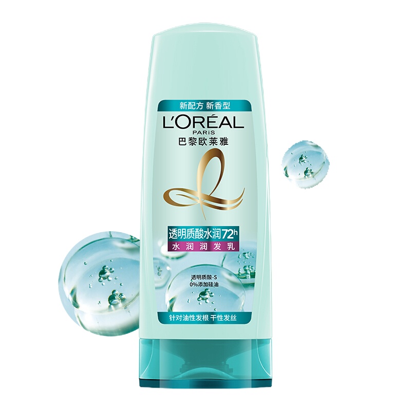欧莱雅(LOREAL)透明质酸水润润发乳400ml(无硅油护发素)(新老包装随机发货)
