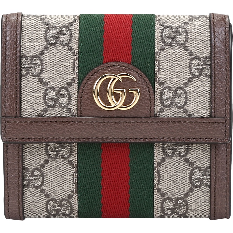 古驰 GUCCI 女士Ophidia系列帆布配皮法式翻盖短款钱包钱夹523173 96IWG