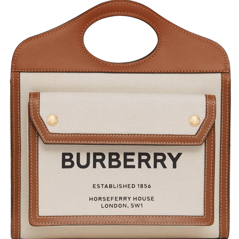 【预售4周左右发货】BURBERRY/博柏利 迷你双色帆布拼皮革口袋包