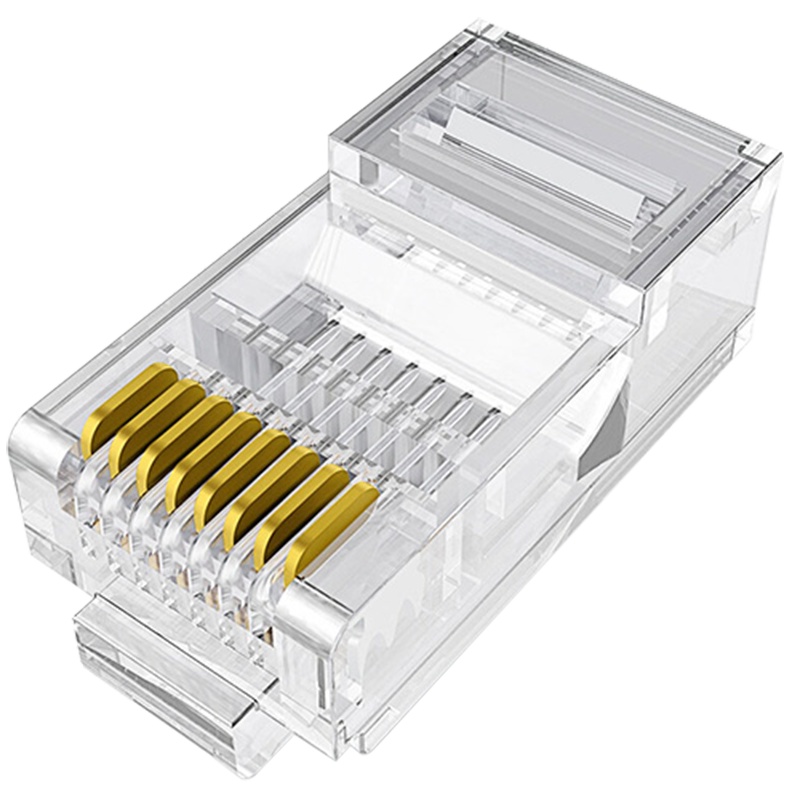 华宇义博 六类 非屏蔽 网络8P8C 水晶头 纯铜3U镀金 RJ45 100颗/盒 透明色 盒 (1)盒