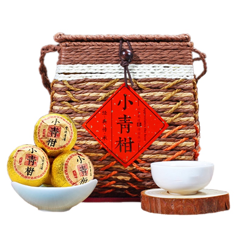 痴福 黑茶小青柑普洱茶新会陈皮正宗生晒金桔500g桔普茶宫廷橘熟茶