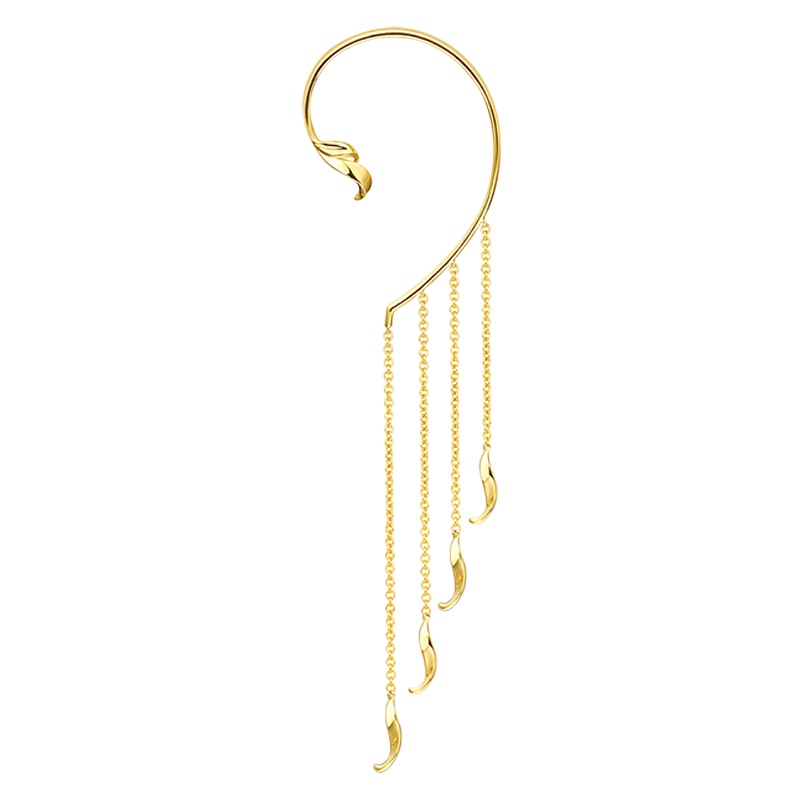schl-Monologue精灵左耳耳挂无耳洞18k金森系耳环女单只生日礼物