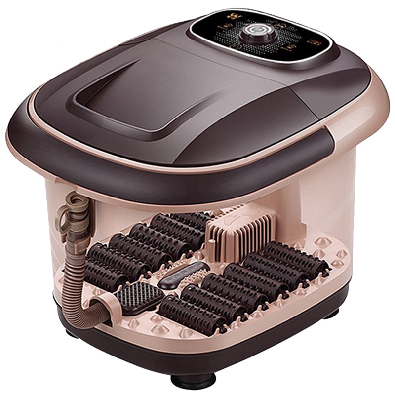 皇威足浴盆H-6006B气泡款旋钮控制、加热恒温、滚轮按摩、温热红灯、按摩圆粒、防滑脚垫、全盖保温