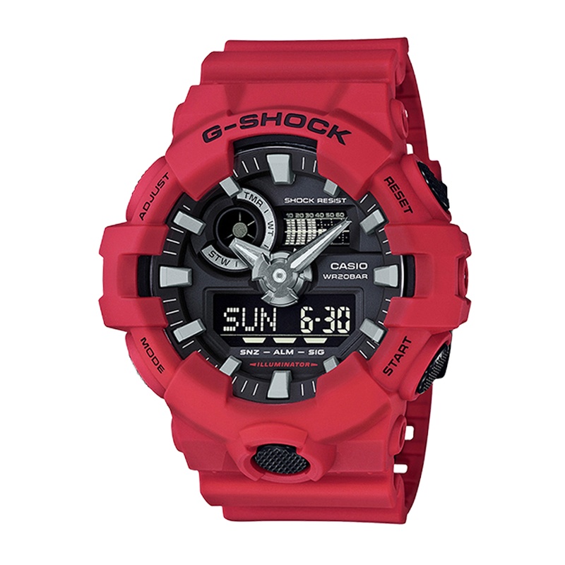 卡西欧(CASIO)G-SHOCK石英手表双显防震时尚运动防水男士腕表 GA-700-4APR