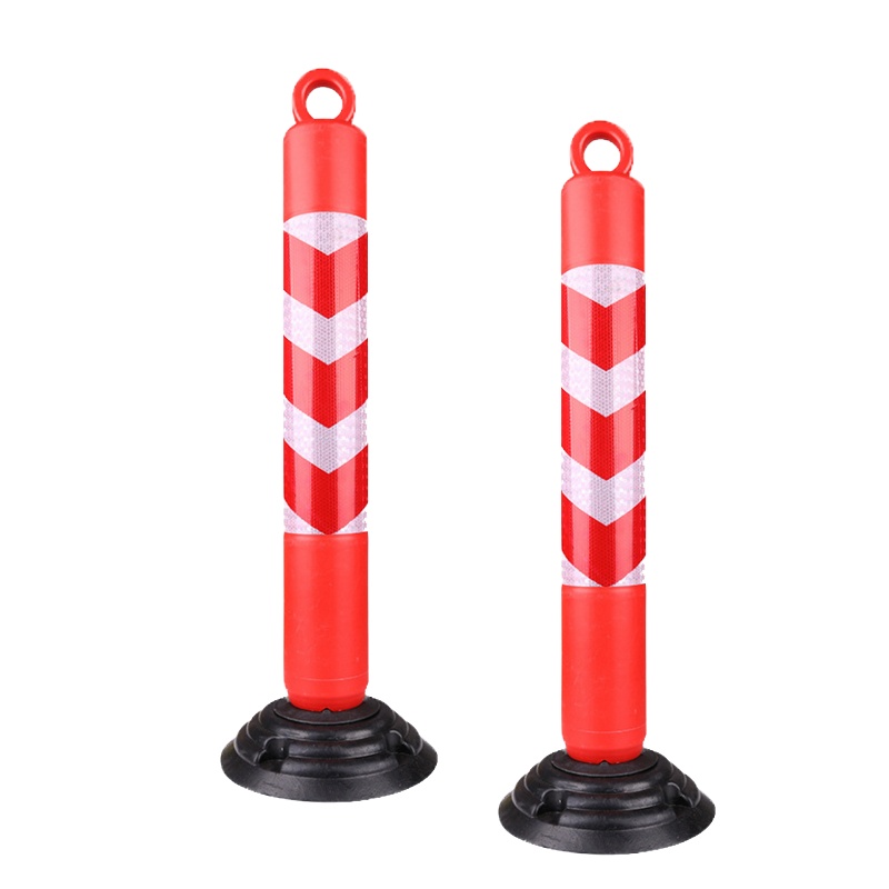 鼎红 塑料警示柱不倒翁路口防撞柱反光弹力柱75CM立柱路桩隔离柱交通安全设施道路标志柱路锥护栏柱橡胶底座