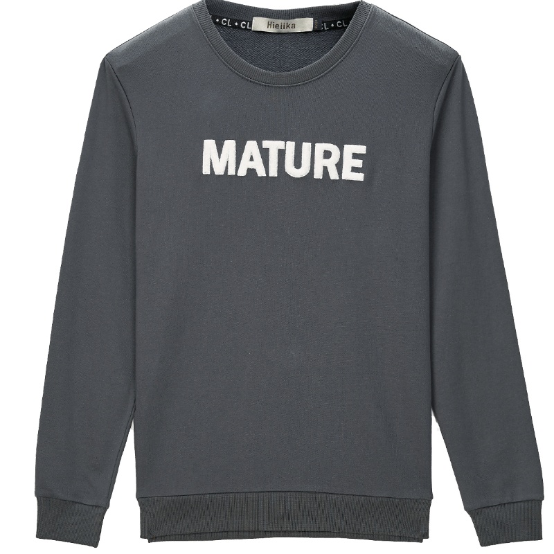 海一家2019秋季男士简约字母装饰日常休闲基础易搭卫衣