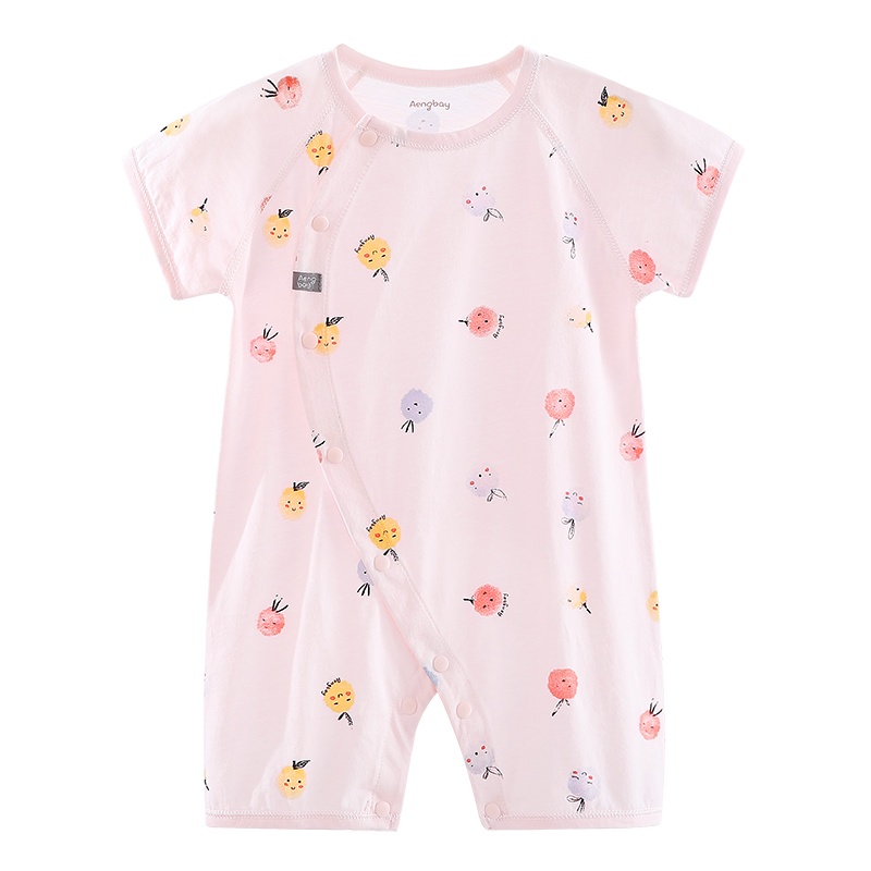 Aengbay 宝宝睡衣无痕无骨薄款夏季包屁衣婴幼儿哈衣短袖抗菌纯棉