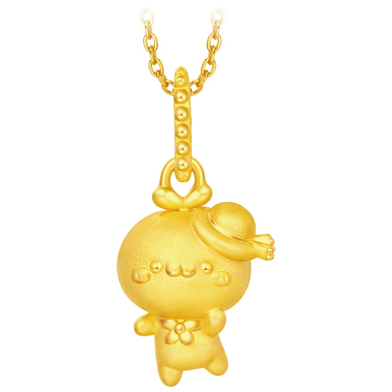 周大福珠宝长草颜团子太阳帽足金黄金吊坠R21562