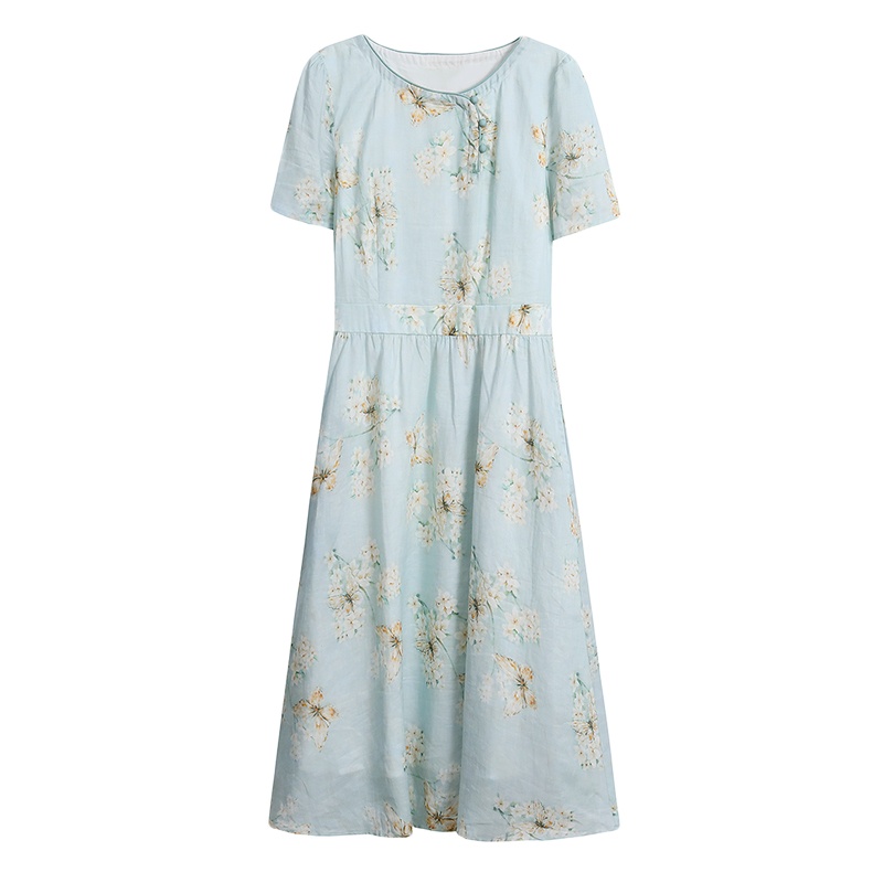 晗亦然碎花连衣裙女夏2021新款夏季长裙高端旗袍改良版裙子8188