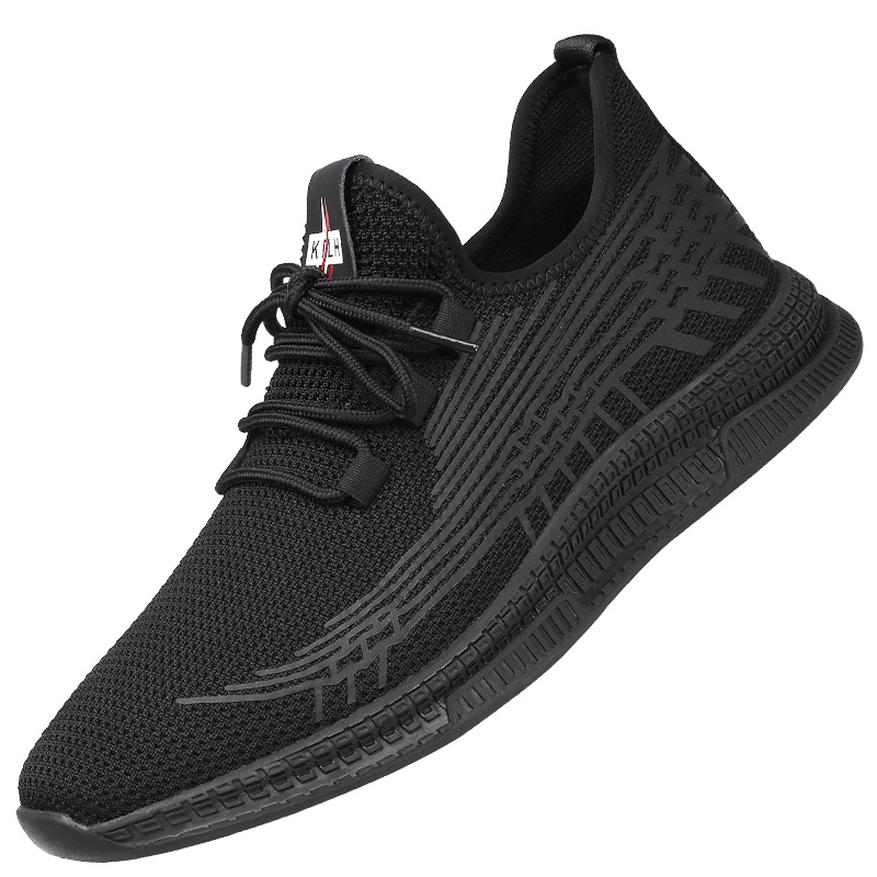 3515强人鞋子2019男鞋透气飞织黑色网面运动鞋休闲鞋男 93DXA087344 黑色 38码