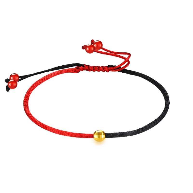 蒂蔻 黄金手链女款 几何金珠路路通足金手链女士款节日礼物送女友送老婆