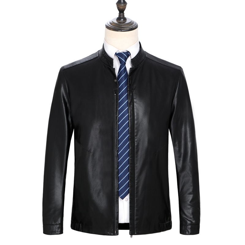 恒源祥男士皮衣秋冬款立领皮夹克休闲仿皮外套男士pu