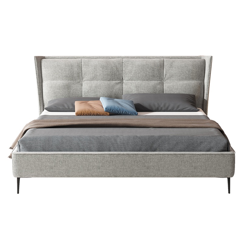 掌上明珠布艺软床1.5m/1.8米大小户型卧室牛皮床皮艺床 RC-2039