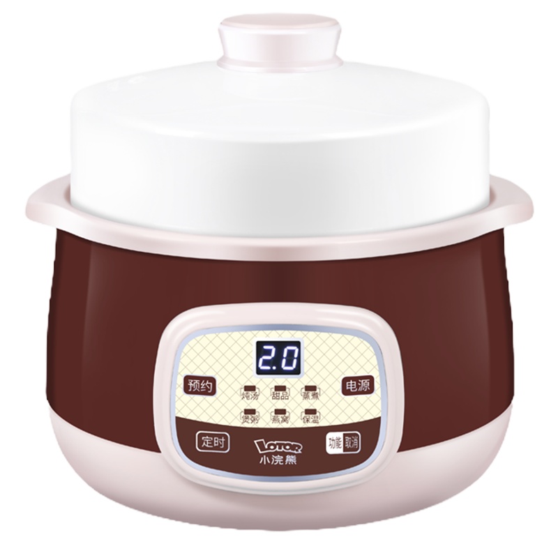 小浣熊ZSD11.5L紫砂内胆电炖盅家用小型自动保温隔水炖燕窝24H预约多功能煮粥锅