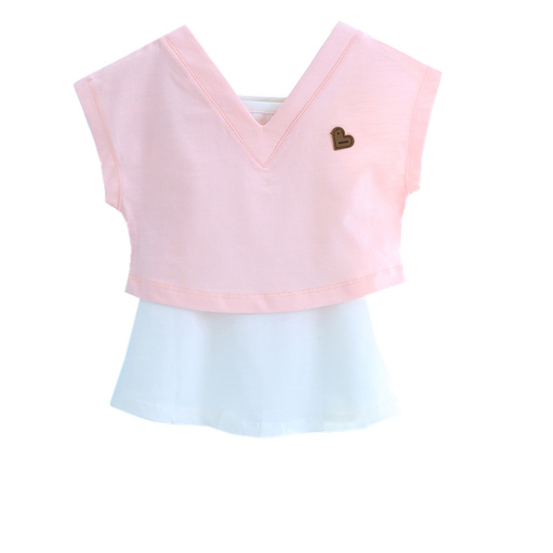 卡比一木 KBMLOVELY6-12月女宝宝吊带短袖两件套婴童T恤66cm-80cm儿童夏季吊带两件套KM1515