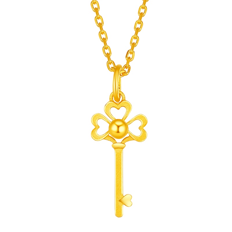 梦金园 黄金吊坠 玲珑钥匙 足金999吊坠 女士计价 不含项链 黄金饰品首饰