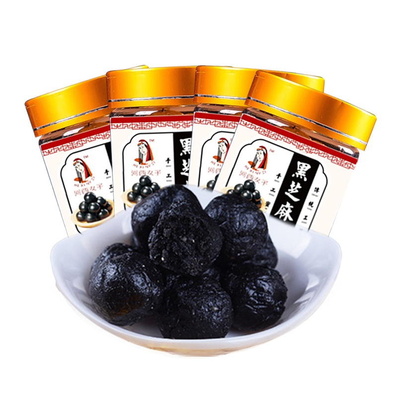 河西女子 九蒸九晒黑芝麻丸九制黑芝麻蜜丸子辟谷丸手工版108克/瓶*4瓶 12丸/瓶共48丸