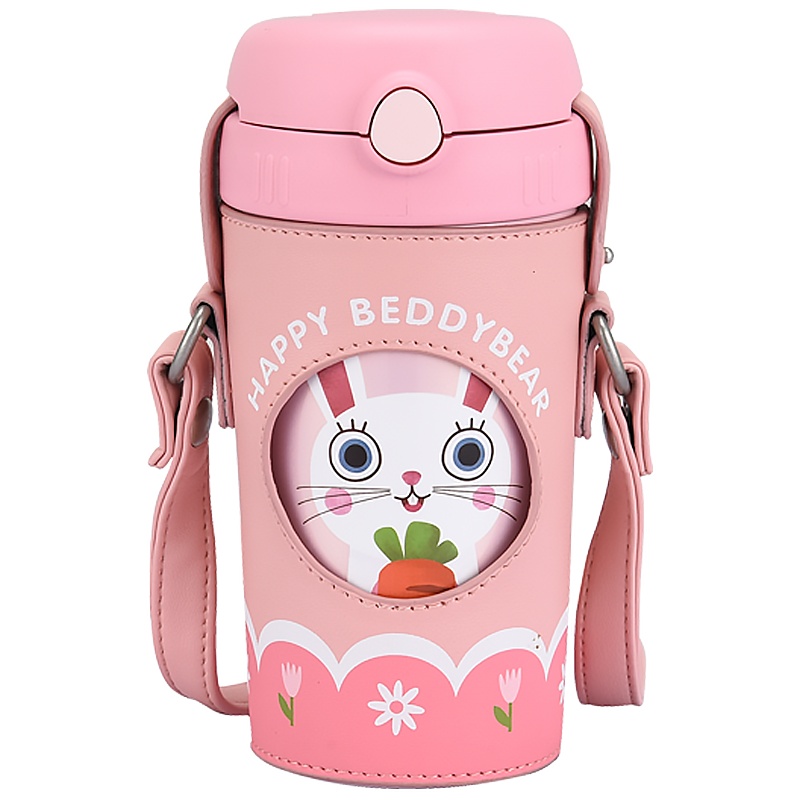 杯具熊儿童皮套吸管保温杯（萝卜兔）