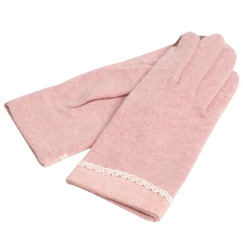 乐为触屏手套女士秋天冬季羊毛分指保暖手套时尚可爱女式户外韩版潮流女式 16FD151