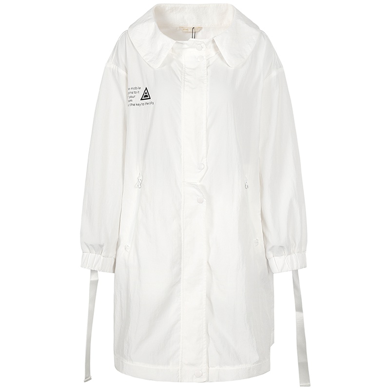 艾莱依2019秋季新款外套个性泡泡袖上衣女中长款601814062