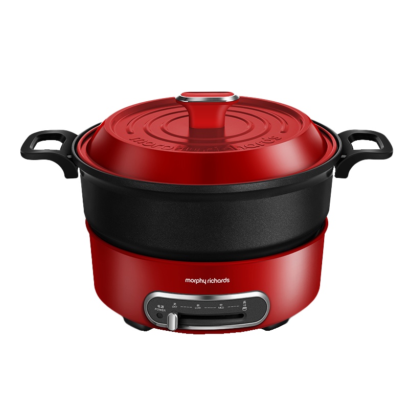摩飞电器(MORPHY RICHARDS)多功能锅电烧烤锅家用电火锅电煮锅电蒸锅多用途锅 电炒锅MR9089英伦红