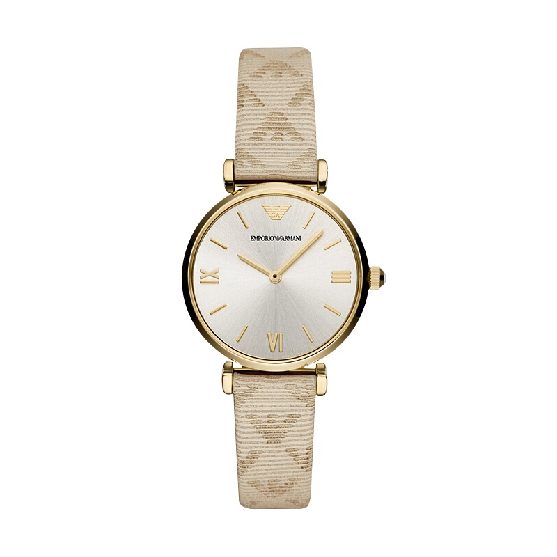 阿玛尼(ARMANI)女士简约时尚 手表 欧美品牌个性印花皮带石英表女 AR11127