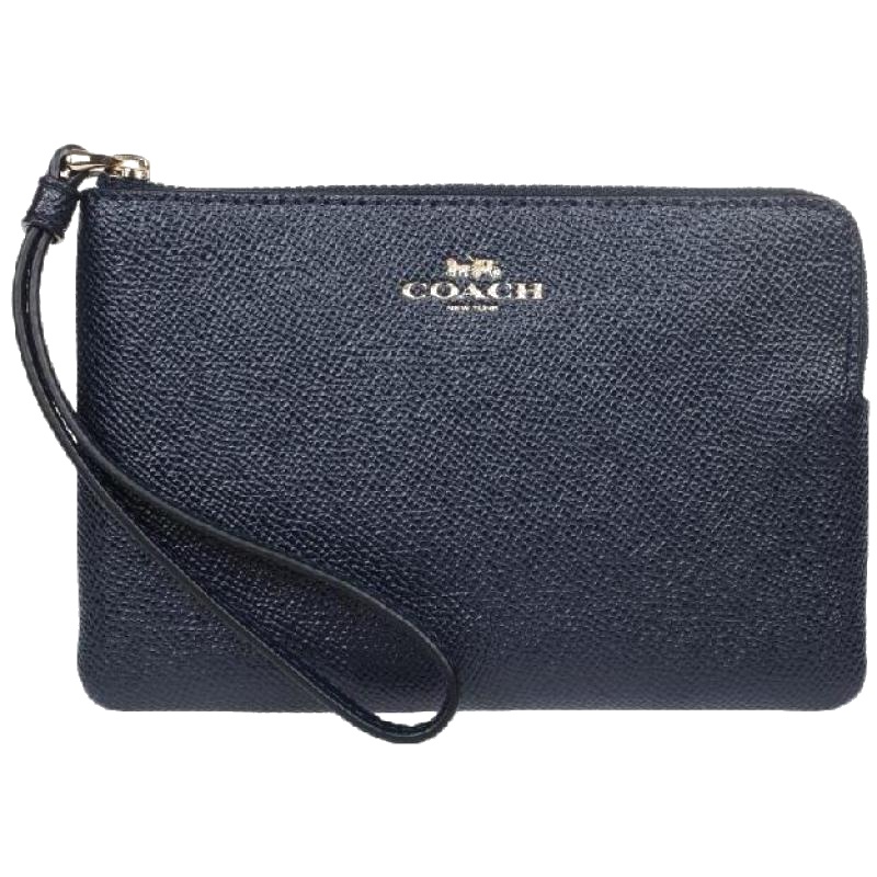COACH 纯皮小号手机包手拿包 藏青
