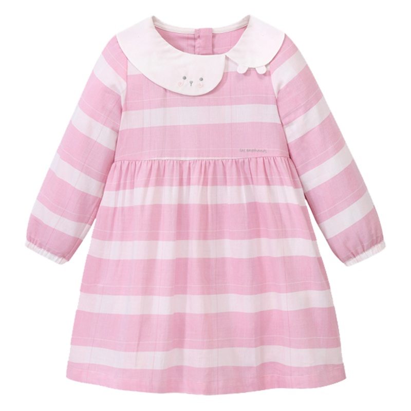 丽婴房女童宝宝卡通造型连衣裙儿童格子布连衣裙子洋裙2020春新款