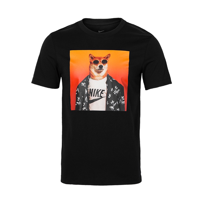NIKE耐克 2019新款 男子柴犬墨镜狗头印花休闲T恤 潮流时尚短袖 BQ0186
