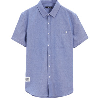 衬衫男夏季短袖纯色全棉韩版透气衬衣帅气休闲宽松半袖外穿寸衣薄