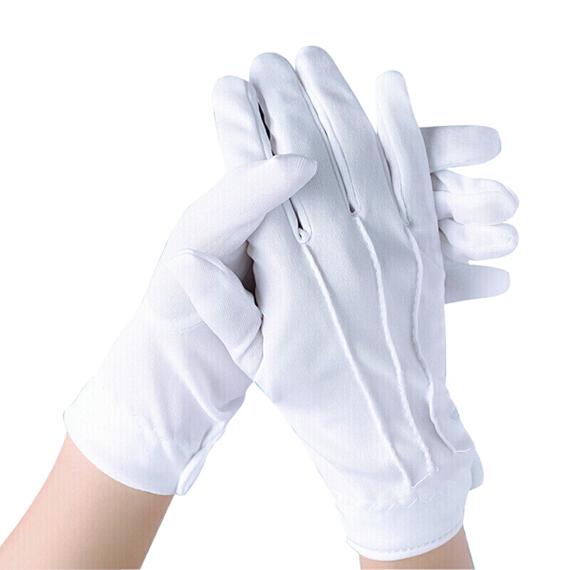 冠桦 铜扣加厚款纯棉礼仪白手套均码-白色(单位:付)