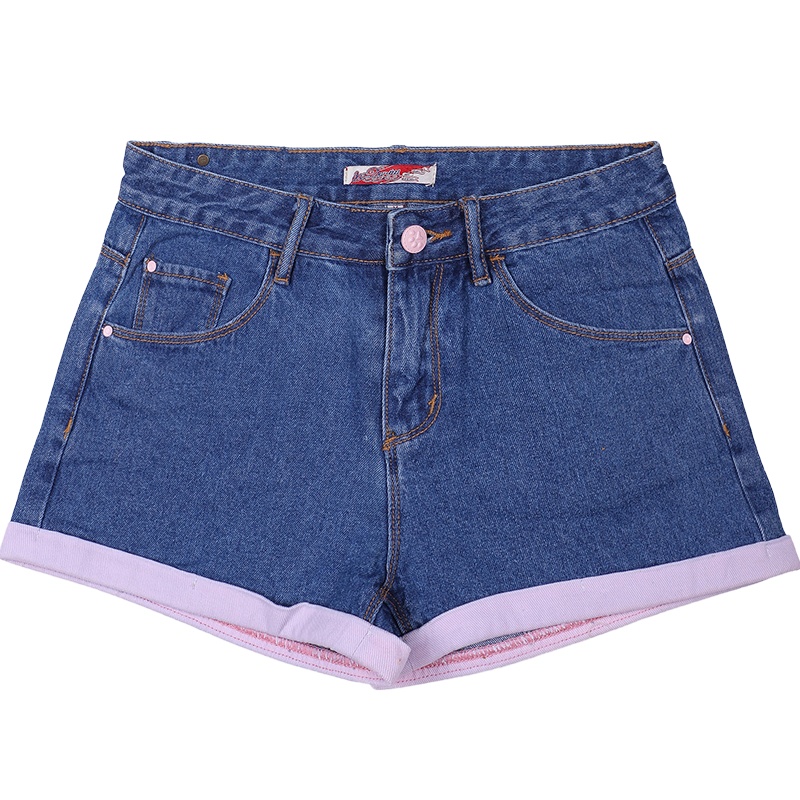 a02新款潮流拼接口袋卷边修身显瘦牛仔短裤女DTT2D0041PN