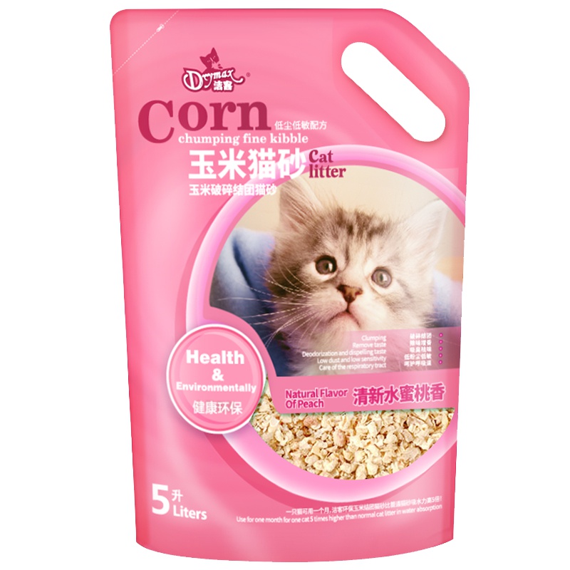洁客(Drymax)天然水蜜桃香 植物结团破碎猫砂 5L