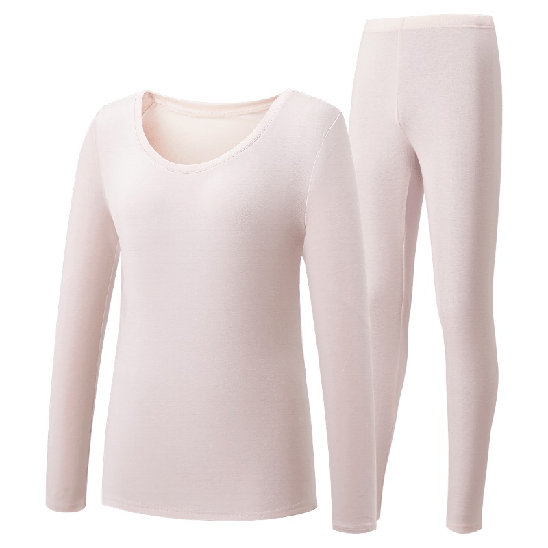 HLA海澜之家保暖内衣套装秋冬女士圆领棉毛衫HUTAJ3R031A