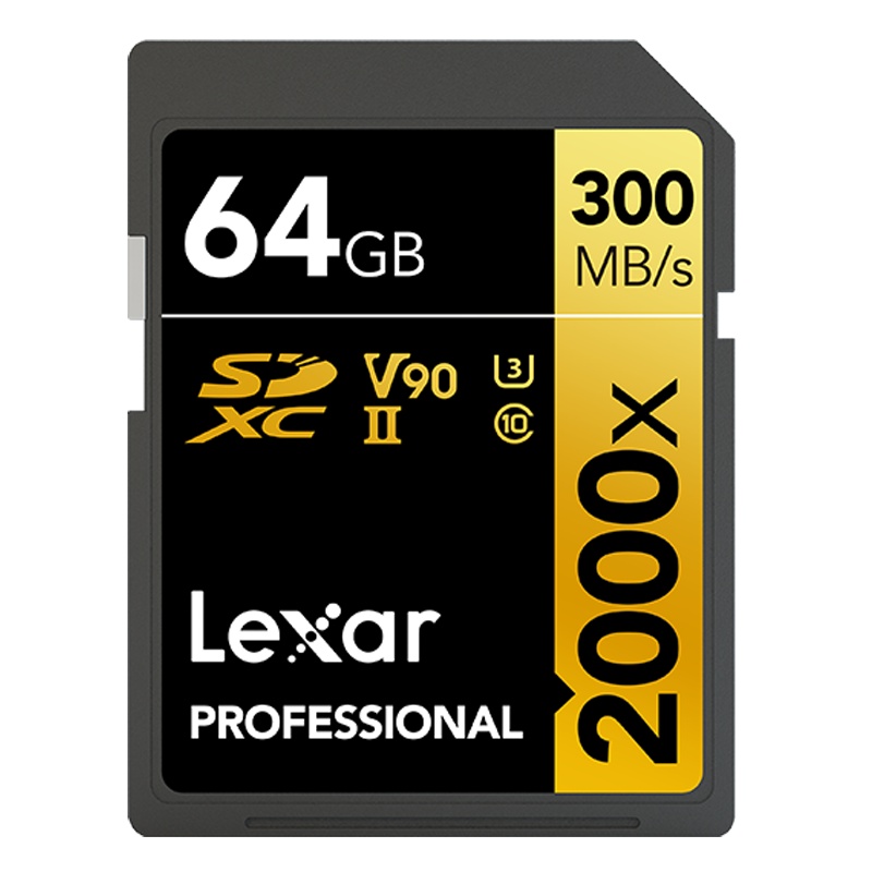 雷克沙(Lexar)64GB SD卡相机内存卡读300MB/s写260MB/s UHS-II单反存储卡 V90等级8K