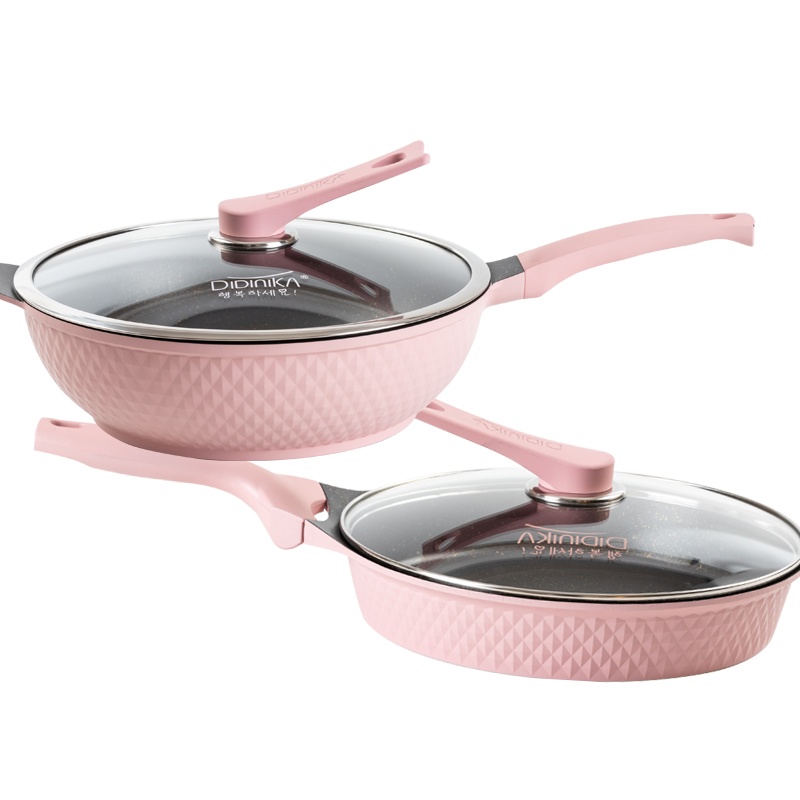 迪迪尼卡(Didinika)锅具套装2件套麦饭石炒锅不粘锅平底锅煎锅家用厨房组合套装