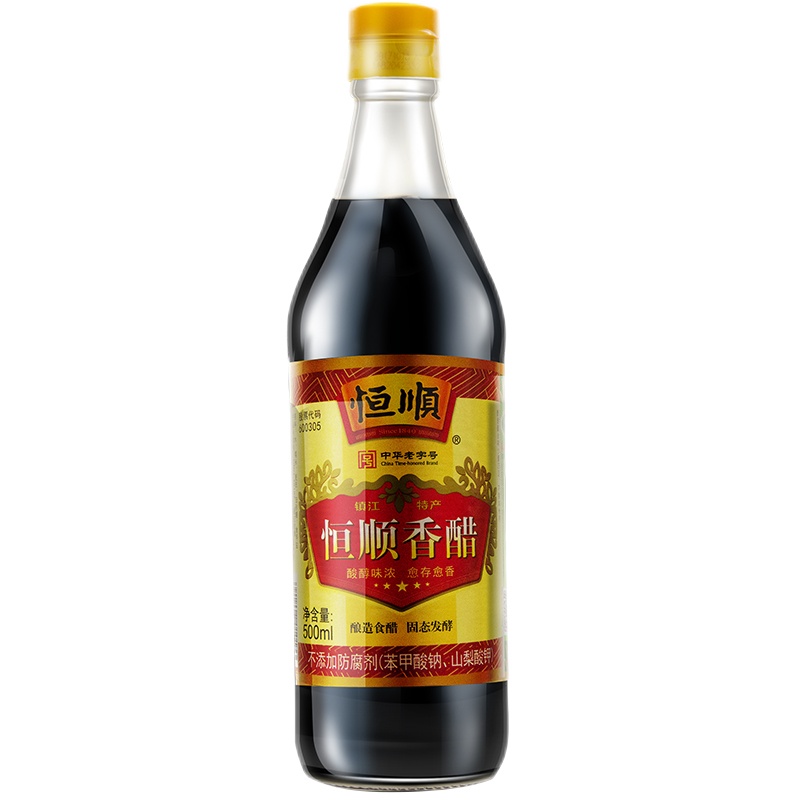 恒顺 糯米酿造恒顺镇江香醋 凉拌调味海鲜饺子醋500ml